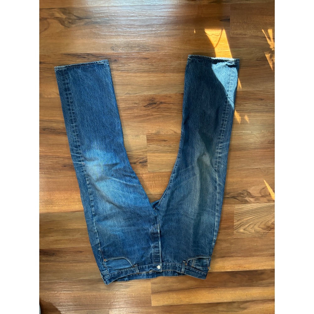 Levis 501 Original Fit Mens Blue Denim Straight Leg Button Fly Jeans W42 L32